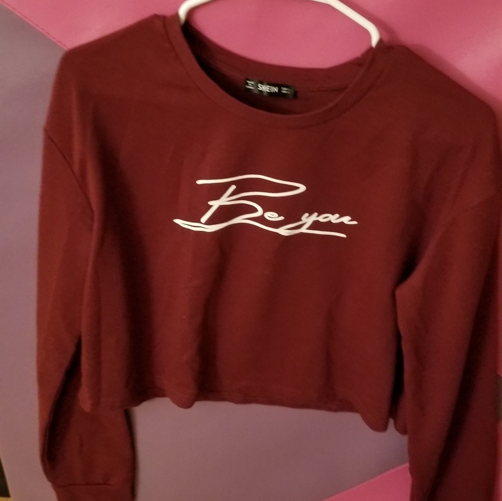 Shein Burgendy/Maroon Cute crop Top